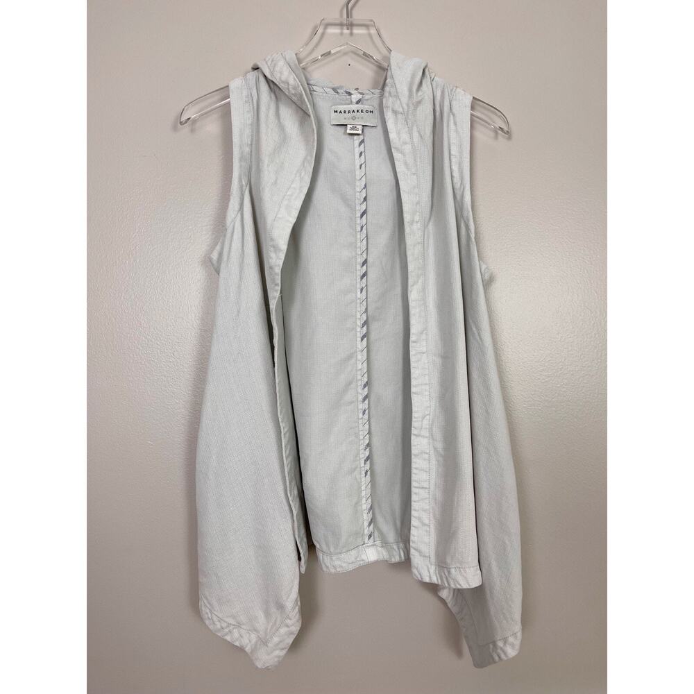 Merrakech Light Grey Hooded Sleeveless Vest Pockets Textured Size XS